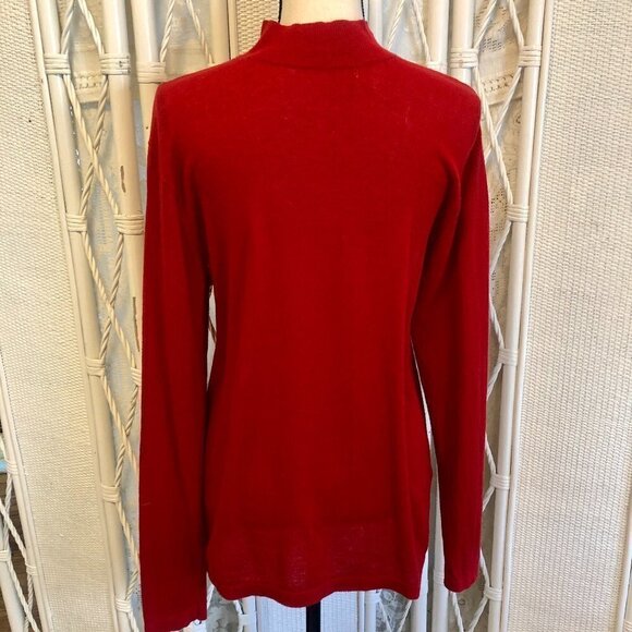 Saturdays NYC Sweater Sean Mock Turtleneck Red Crepe Rib *FLAW* size Medium - Picture 2 of 16